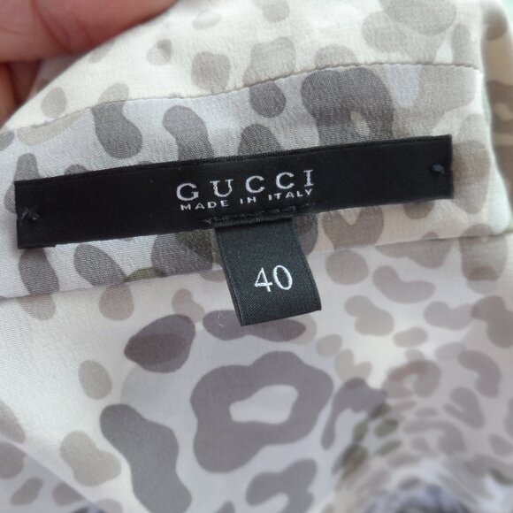 New Gucci 100% Silk Beige Leopard Print Drop-Waist Belted Sheath Dress Size 40-4 - Picture 15 of 16